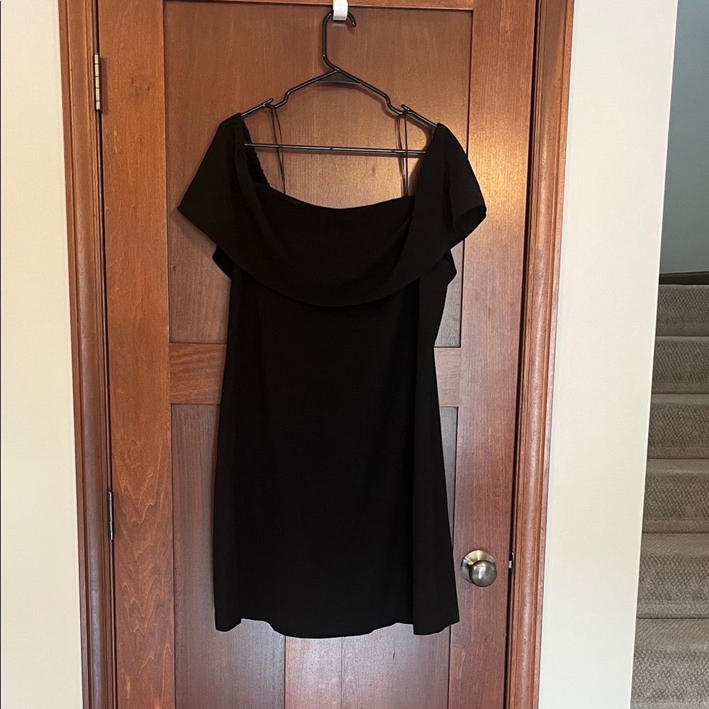 Charles Henry Black Off-Shoulder Mini Dress